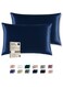 Satin Pillowcase for Hair and Skin, Super Soft and Cooling Similar to Silk Pillow Cases 2 Pack with Envelope Closure, Gift for Women Men(20"x26" Standard Size) (Navy Blue)