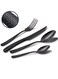 Silverware Set, 4 Piece Modern Black 18 Or 10 Stainless Steel Flatware Set With Forks Spoons And Knives, Unique Metal Cutlery Sets For Home Restaurant, Mirror Polished And Dishwasher Safe