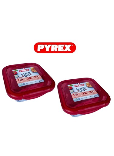 Cook &amp; Go Square Storage Dish 800ml &acirc;&euro;&ldquo; Pack of 2   Airtight, Oven &amp; Microwave Safe