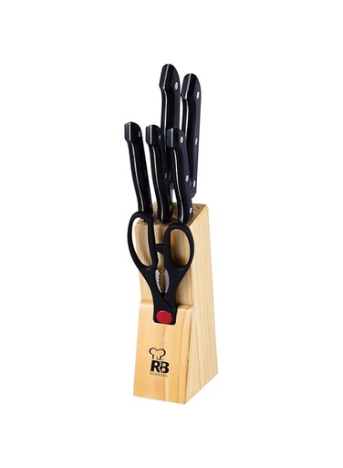 Renberg Dresde 7Pcs Knife Set With Wooden Block, Bgrb2567, Multi Colour