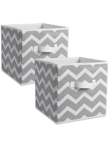 Dii non woven polyester storage bin, chevron, gray, small set of 2