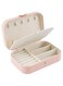 Neveika Travel Jewelry Box, PU Leather Small Jewelry Organizer for Women Girls, Double Layer Portable Mini Travel Case Display Storage Holder Boxes for Stud Earrings, Rings,Necklaces,Bracelets (pink)