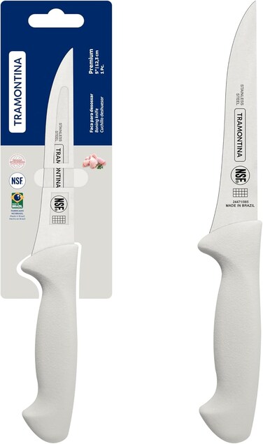 Premium 5-Inch Boning Knife with Stainless Steel Blade and White Polypropylene Handle