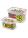 BLACKSTONE Fresh Keeper Rectangular Plastic Fridge Storage Container Set with Strainer Trays, 3.2L and 4.7L, 2 Pieces