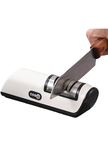 Wireless Electric Knife Sharpener, Professional 2-Stages Knife Sharpeners with Diamond Abrasives for Edge, Knife Sharpener for Kitchen Knives with Sharpening and Polishing, Black（Own battery）
