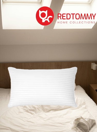 Bed Pillow Cotton White Stripe Design 50X90cm Made in Uae