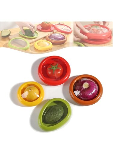 Oasisgalore 4PCS Silicone Fruit Storage Box, Vegetable Storage Containers for Fridge Keep Fresh