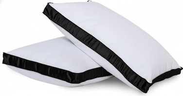CRAFT FOAMCRAFT&Acirc;&reg; Double Piping Bed Pillows for Sleeping - Hotel Quality Down Alternative Pillows (2 Pack, Black, Standard - 20" X 28")