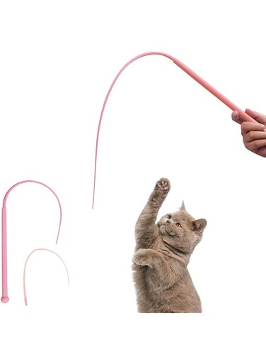 COOL PUPPY Cat Teaser Toys Indoor Cat Chaser Cat Wand Toy Non-Toxic, Durable, Safe Silicone Mouse-Tail Design, with 1 Removable Tail Cute Kitty Teaser Toys for Bored Cats Chase(Pink)