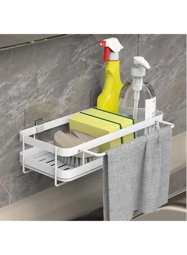 Urban Essentials Multi function Black Organizer with dual Mounted Method for Kicthen Storage (No drill)