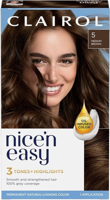 Clairol Nice'n Easy Permanent Hair Color, 5 Medium Brown, Pack of 1