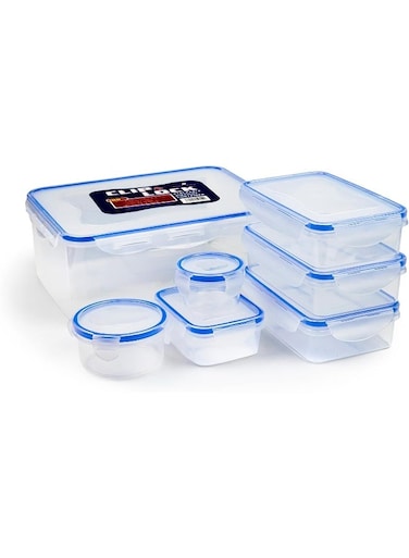 7 pieces Clip Lock Storage Set, Blue/Clear