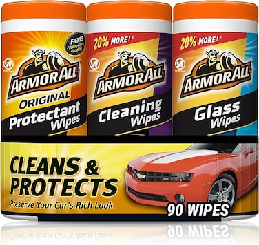 Armor All - 18782 Protectant, Glass and Cleaning Wipes, 30 Count Each (Pack of 3), Black