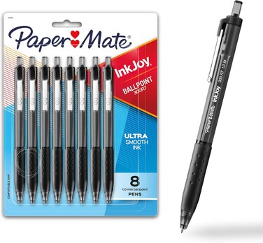 Paper Mate InkJoy 300RT Retractable Ballpoint Pens, Medium Point (1.0mm), Black, 8 Count