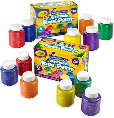Crayola Washable Kids Paint Set (12ct), Classic and Glitter Paint for Kids, Arts &amp; Crafts Supplies, Toddler Painting Kit, 3+ [Amazon Exclusive]