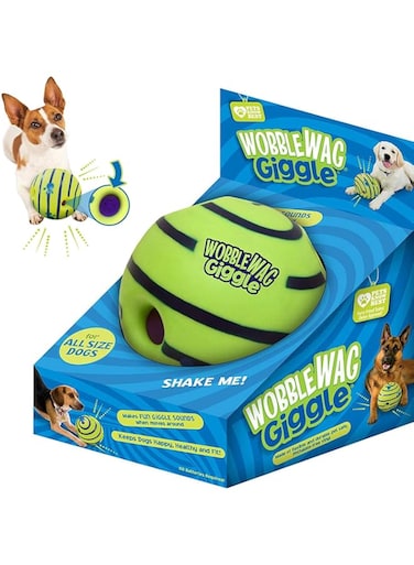 ANTOLE Dog Playing Ball Wobble Wag Giggle Chewing Ball Interactive Dog Toy Puppy Training Ball with Funny Vocal Balt Pet Toy Supplies Training