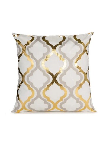 Cushion Covers 18x18 inch for Home Decor Hot Stamping Sofa Cushion Pillow Cover (White and Golden Pattern)