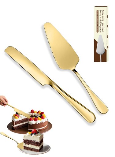 Cake Serving Set, Wedding Cake Knife and Server Set, Cake Cutting Utensils Stainless Steel, Cake Cutter Serrated Cake Knife, Professional Dessert Server for Cake Cheese Pie Pizza
