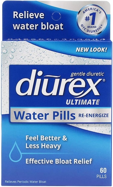 Diurex Ultimate Re-Energizing Water Pills - Maximum Strength Diuretic - Relieve Water Bloat - 60 Count
