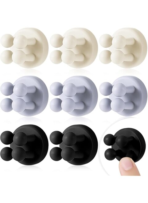 SYOSI 9 Pcs Waterproof Adhesive Silicone Hooks - Self-Adhesive Utility Hooks for Towel, Key, Cable - Perfect for Kitchen, Bathroom, Home &amp; Office