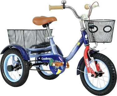 12 inch Trike, Kids Tricycle, Ages 3+ Beginner Riders, Blue
