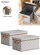 2 PCS Grey Chessboard Pattern Storage Bins with Lids, Foldable Storage Boxes with Leather Handle,Non Woven Fabric Storage Box Organizer Containers Baskets Cube with Cover for Home Bedroom Closet Office Nursery 45*35*25cm 38L
