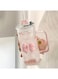 Glass Cups with Lids and Straws, Coquette Aesthetic Pink Bow Iced Coffee Cup Decor, Cute Tumbler Smoothie with with Handle Bow Knot Transparent Drinking Glasses, Gifts for Girls Women Friends, 13 oz