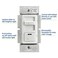 مُخفِّت إضاءة منزلق من نوع Leviton IP710-DLZ Illumatech لمصابيح LED، مزود طاقة 0-10 فولت، 1200 فولت أمبير، 10 أمبير، 120/277 فولت تيار متردد، أبيض مع مجموعة تغيير اللون مُرفقة