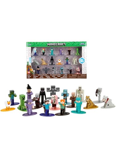 Jada Toys 253265013 - Minecraft Multipack Nanofigurer, Wave 12 - Multipack Minecraft Nanofigurer i Metall, 18 Stycken/F&ouml;rpackning, 4 cm, Fr&aring;n 3 &aring;r