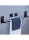 Taozun Towel Bar - Towel Holder with 2 Packs Adhesive Hooks Black 16-Inch Hand Towel Rack Stick on Wall, Stainless Steel Bathroom Hardware Accessory Kit