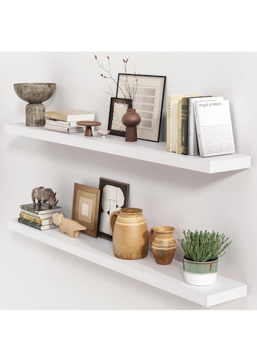 2 Pcs Set Floating Wall Shelf MDF Modern Home Decoration Simple Design Shelves Kitchen Bedroom Living Room Shelf Wall Shelf Rack