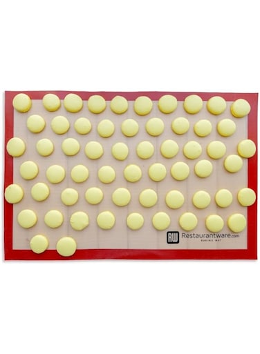Restaurantware-Full Size Silicone Baking Mat, 1 Heat-Resistant Cooking Mat - Reusable, Ultra-Durable, Tan And Red Silicone Nonstick Mat, For Pans And Rolling, 23.6 x 15.75 Inch
