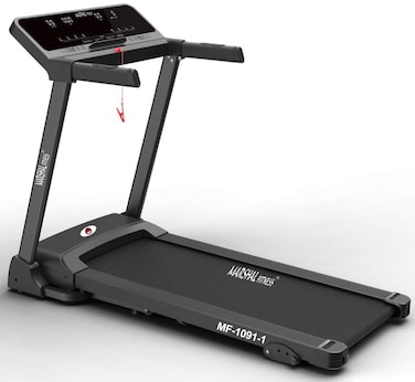 MARSHAL FITNESS High-Performance Motorized Treadmill   4.0 Hp Dc Motor   Bluetooth Speaker 145X45X28Cm Black Grey