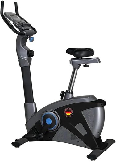 Marshal Fitness Magnetic Upright Exercise Bike with 15 Resistance Levels, Silent Belt Drive, Adjustable Seat, 250 lbs Weight Capacity &amp; LCD Display for Full-Body Exercise Bike For Home