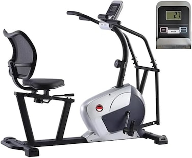 Magnetic Recumbent Bike, Indoor Stationary Exercise Bike with Adjustable Resistance, Digital Monitor and Pulse Sensors