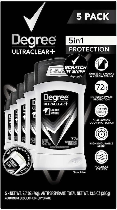 Freyry Konipl Degree Men UltraClear+ Antiperspirant Deodorant, Black &amp; White, 2.7 oz, 5-count