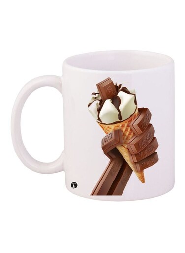 Ice Cream Printed Coffee Mug White/Brown/Beige 11ounce