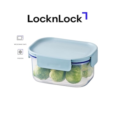 LocknLock Classic Plus Rectangle Food Container 385ml &ndash; Mint, 4-Side Locking, Stackable &amp; Leakproof