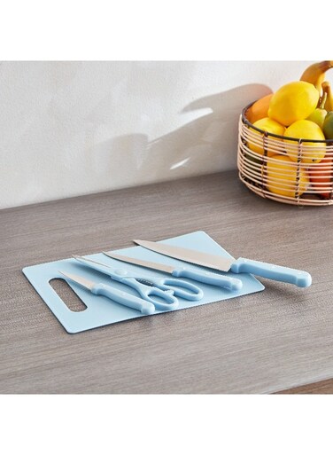 Box Rogers 5-Piece Knives with Scissors and Chopping Board Set 28.5 x 0.5 x 19.5 cm