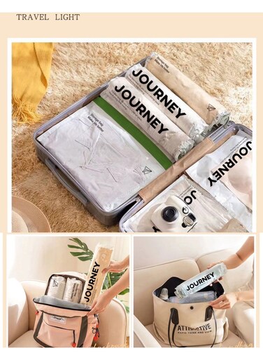 6pcs Compression Travel Bags - Space-Saving Plastic Zipper Pouches for Luggage &amp; Cruise Gear, No Vacuum Pump Needed, Portable for Travel, Travel Gear Bags Zippered Storage Plastic Construction, Travel Essentials