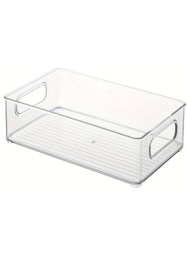 2pc Stackable Clear Fridge Organizer With Handles - Space-Saving Kitchen Storage Solution For Food &amp; Pantry Food Storage Bins,Fridge &amp; Refrigerator Organizer,Cabinet,Kitchen