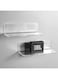 OAPRIRE Acrylic Floating Wall Shelves Set of 2 - Easily Expand Wall Space - 9 Inch Small Shelf for Bedroom, Bathroom, Kitchen, Living Room, Office with Cable Clips - Clear