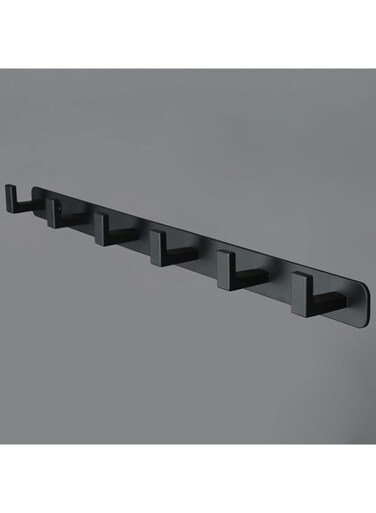 Vanloory Coat Rack, Heavy Duty Stainless Steel 6 Tri Coat Hook Hanger, Wall Mounted &amp; Glue Adhesive Storage Wall Hook, Rustic Clothes Hook/Key Hook Rail for Bathroom Kitchen Entryway(6 Hook Black)