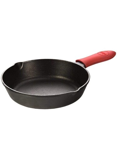 Lodge Cast Iron Skillet with Red Mini Silicone Hot Handle Holder 8 inch