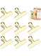 SYOSI 8 Pcs Heavy Duty Stainless Steel Bag Clips, Shiny Gold Food Sealing Clips for Chips, Coffee, Bread, Cereal Bags - Keep Food Fresh in Home, Kitchen, Office, Pantry, Camping