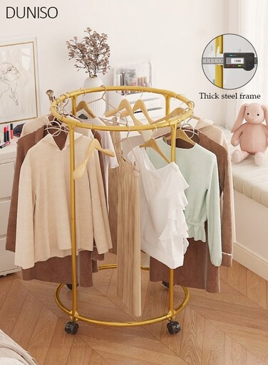 Clothes Garment Rack with Wheels - Mobile Non-Slip Laundry Drying Rack, Foldable Clothing Organizer for Pants, Coats &amp; Air Drying Garments, Heavy Duty Store Display Hanger
