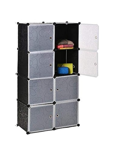 Girnees 8 Cubes Black Flower Diy Storage Cabinet