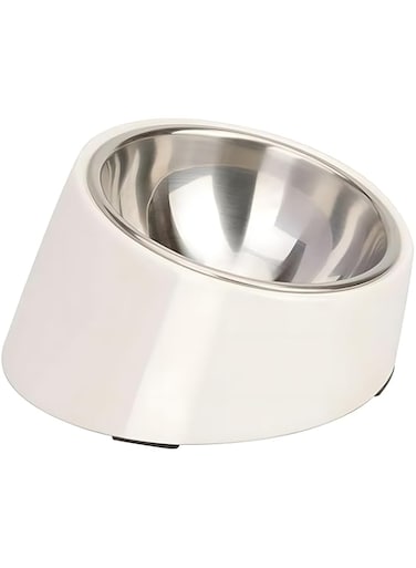 Joyzzz Slanted Bowl for Dogs and Cats, Mess Free 15 Spend Slanted Bowl for Pet Easier to Reach Food, Pet Bowls Elevated Feeder Non Skid Non Spill, Raised Pet Bowls for Indoor Cats and Small Size Dog