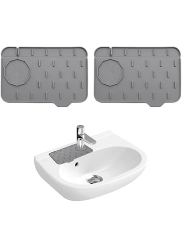 nalaina Silicone Faucet Absorbent Mat, Draining Mat Around Tap, Sink Splash Guard, Drying Mat, Faucet Absorbent Mat, Sink Sponge Holder, Faucet Handle Drip Catcher Tray for Kitchen, Bathroom