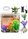 Aquarium Fish Tank,Compact Eco Aquarium,Mini Desktop Aquaponic Aquarium 360 Rotating Ultra-clear Glass Fish Bowl With Artificial Fish Tank Plants and Decorations Rocks (White, 30cm)